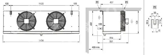 výparník ECO - Luvata GCE312F6ED, 5.47 kW (dT 8 st., R404) s odtáváním